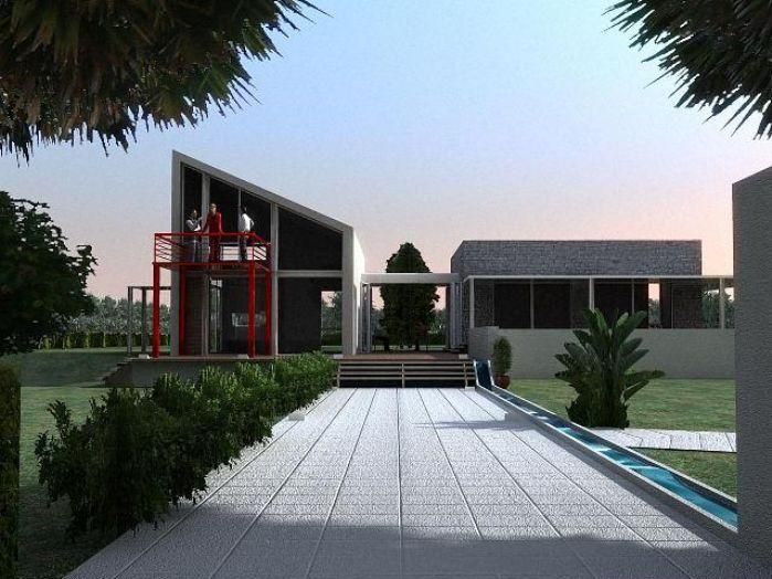 Main side holiday home with forms and materials that simplify and clarify both the inside of the house - Κύρια όψη εξοχικής κατοικίας με μορφές και υλικά που απλουστεύουν και διευκρινίζουν ταυτόχρονα το εσωτερικό της κατοικίας
