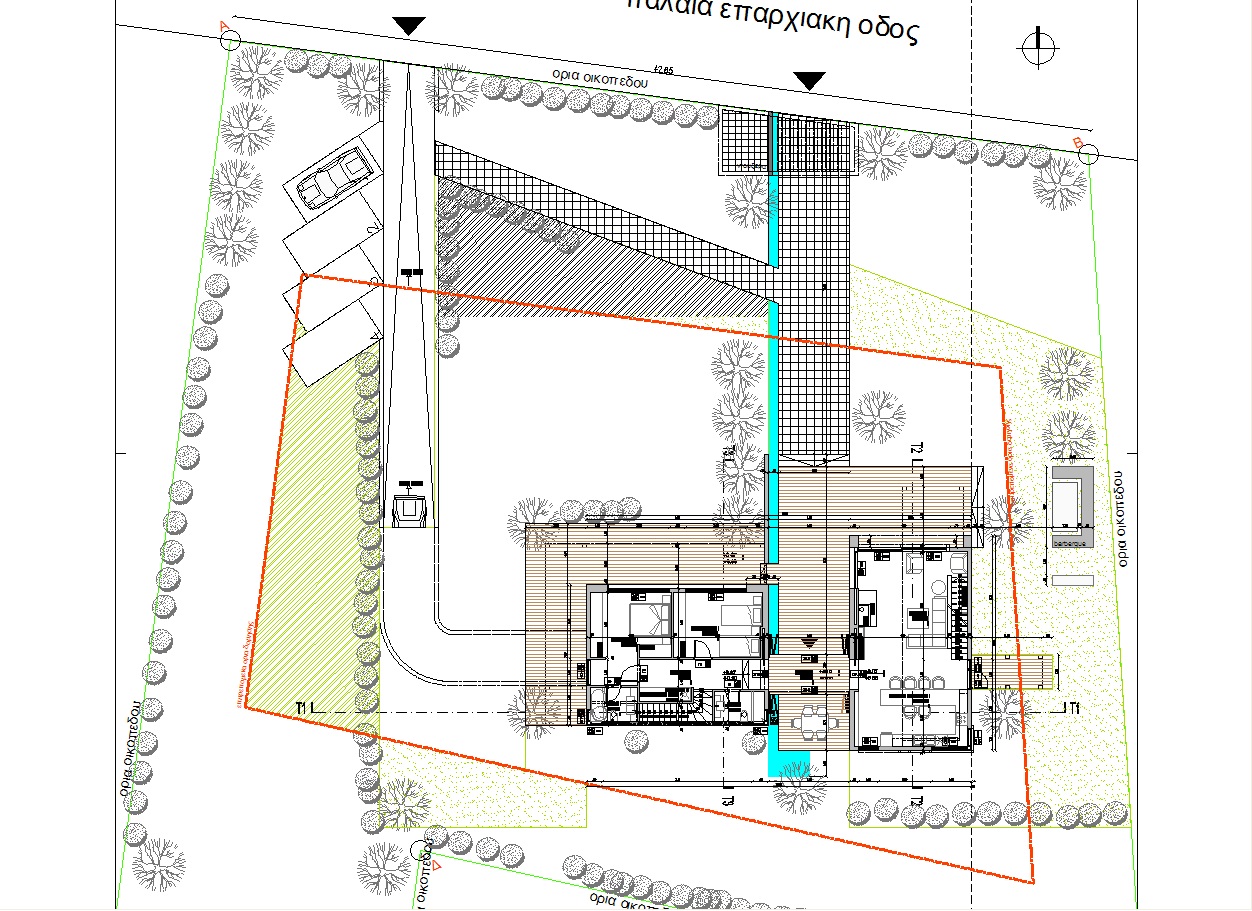 Placement on the plot - Τοποθέτηση σστο οικόπεδο