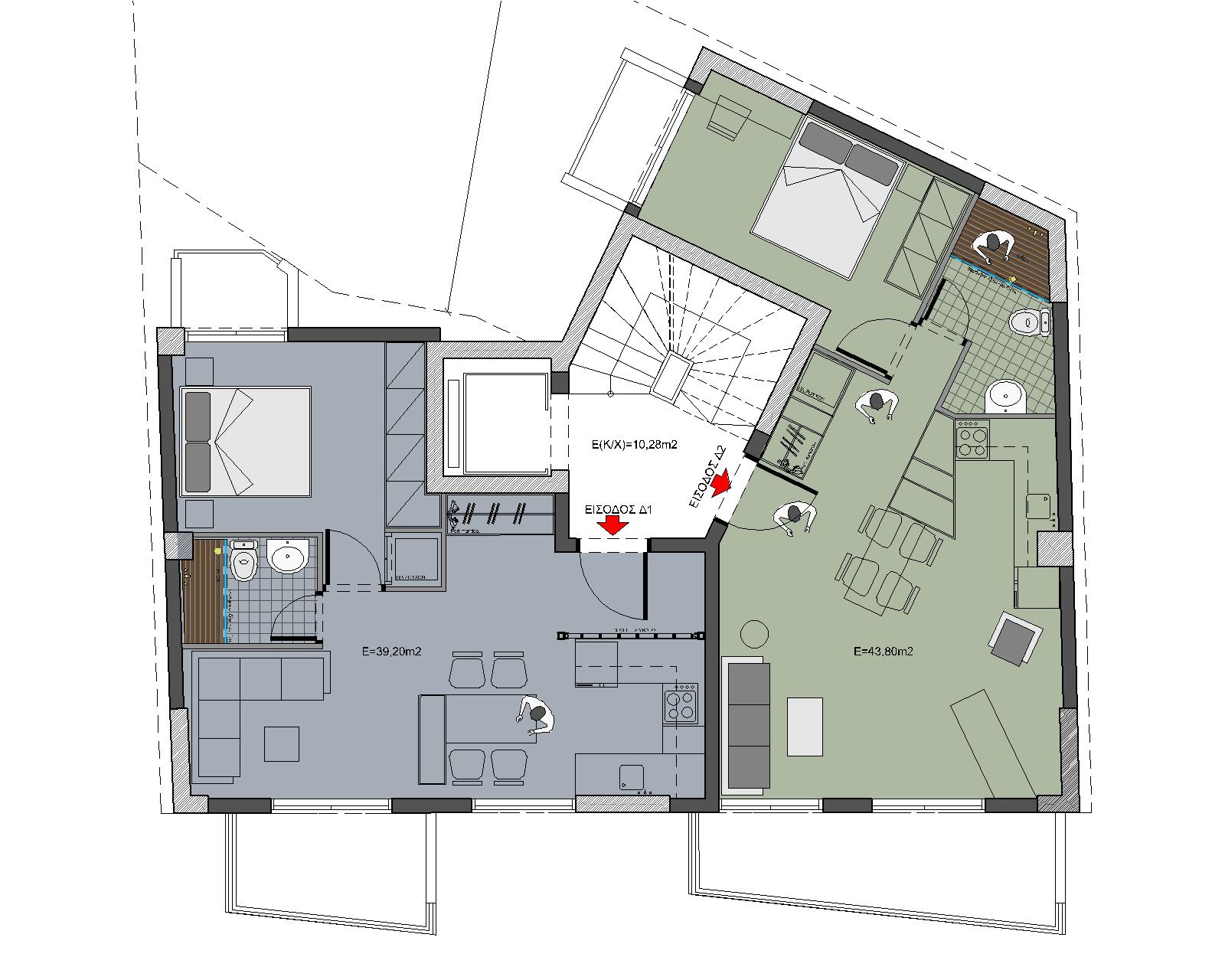 Plan of appartments - Κάτοψη διαμερισμάτων